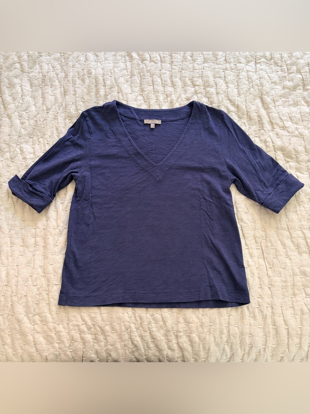 Lilla P Navy V-Neck 3/4 Sleeve Tee